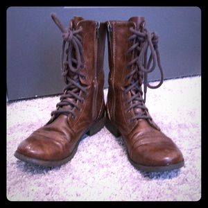 Brown combat boots